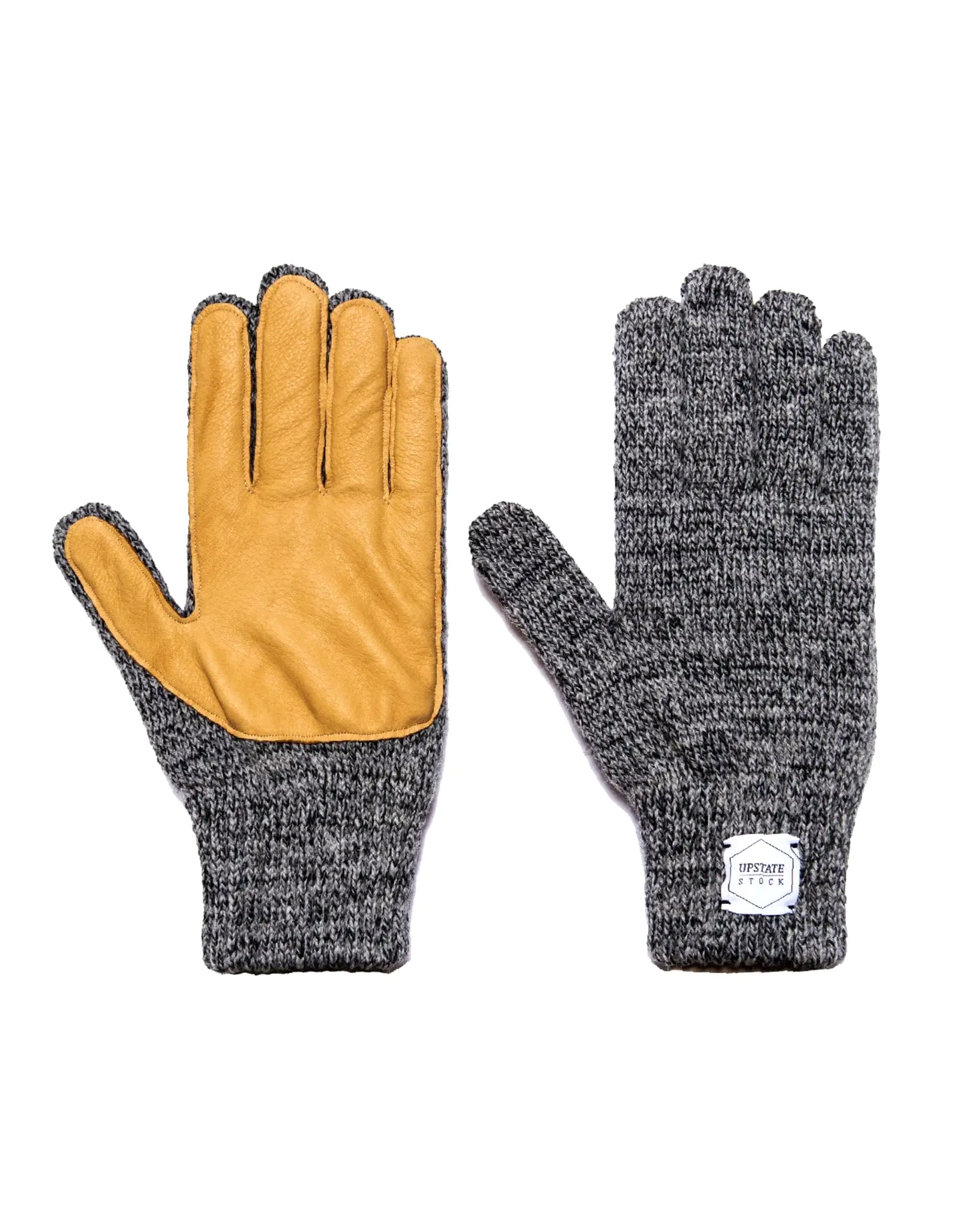 Charcoal Melange Ragg Wool Full Glove - Deerskin | Jamestown