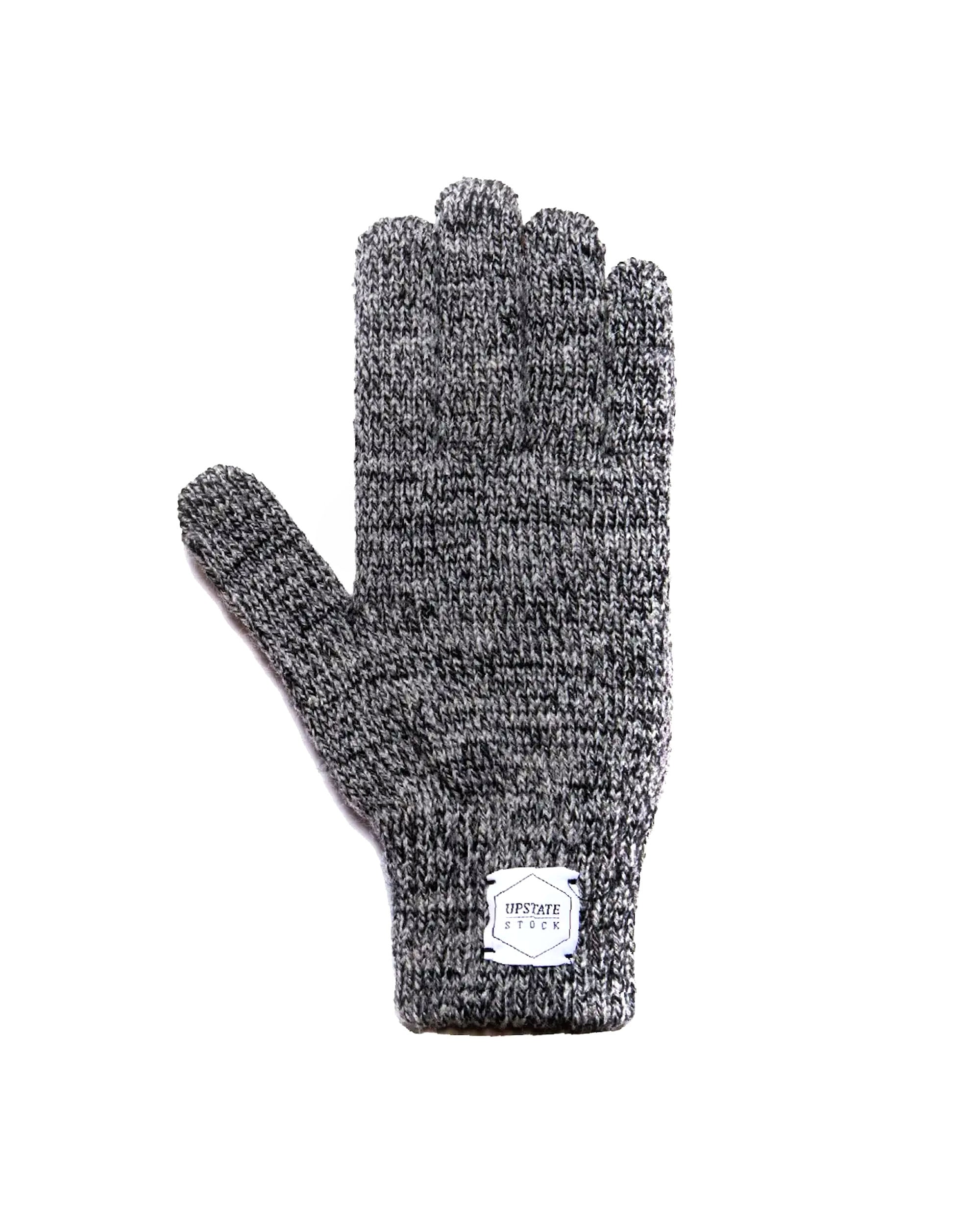 Charcoal Melange Ragg Wool Full Glove - Deerskin
