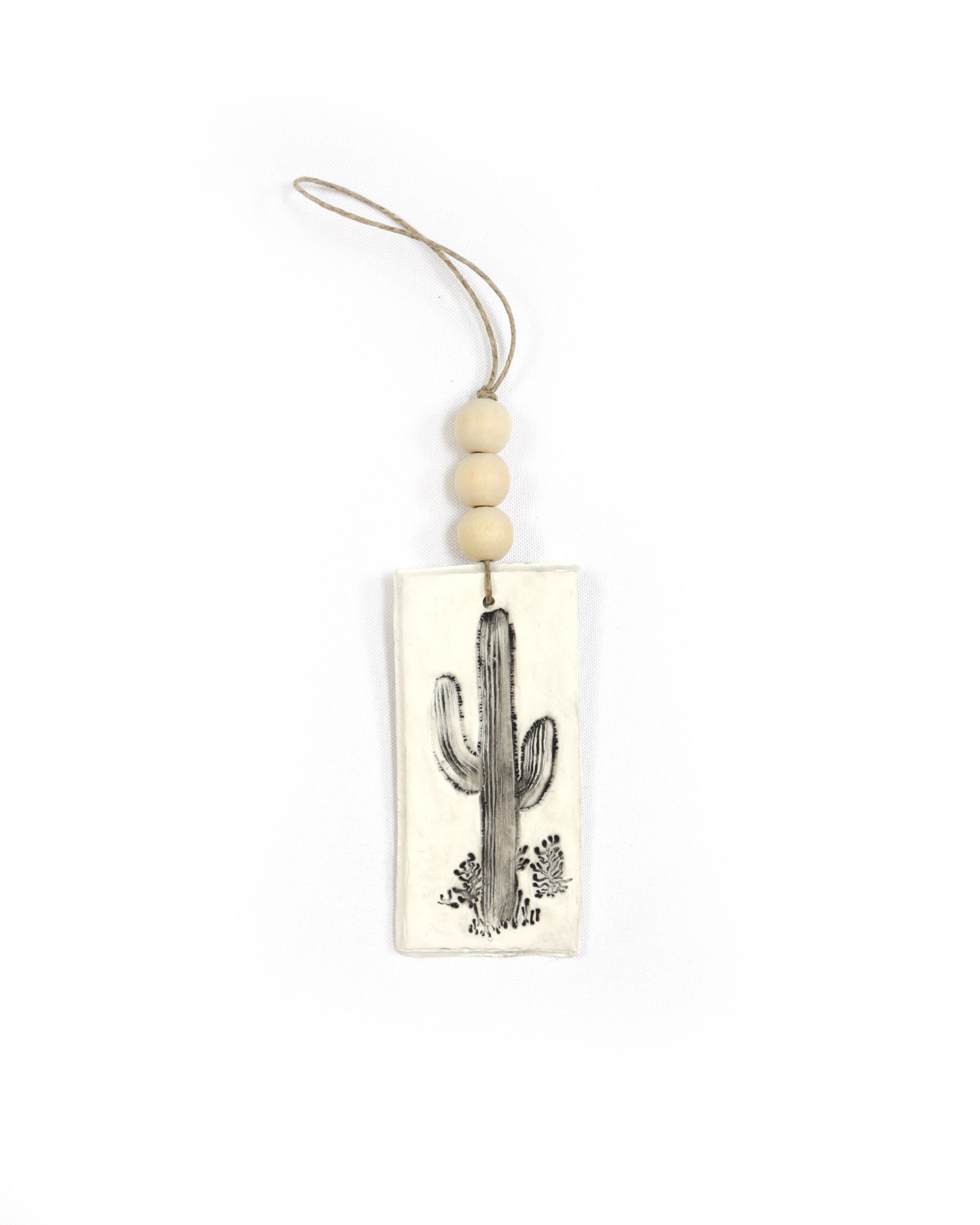Thunderbird/White Cactus block print ornament set